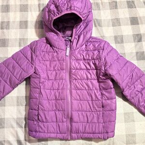 Primary Purple Quilted Hooded Puffer Jacket